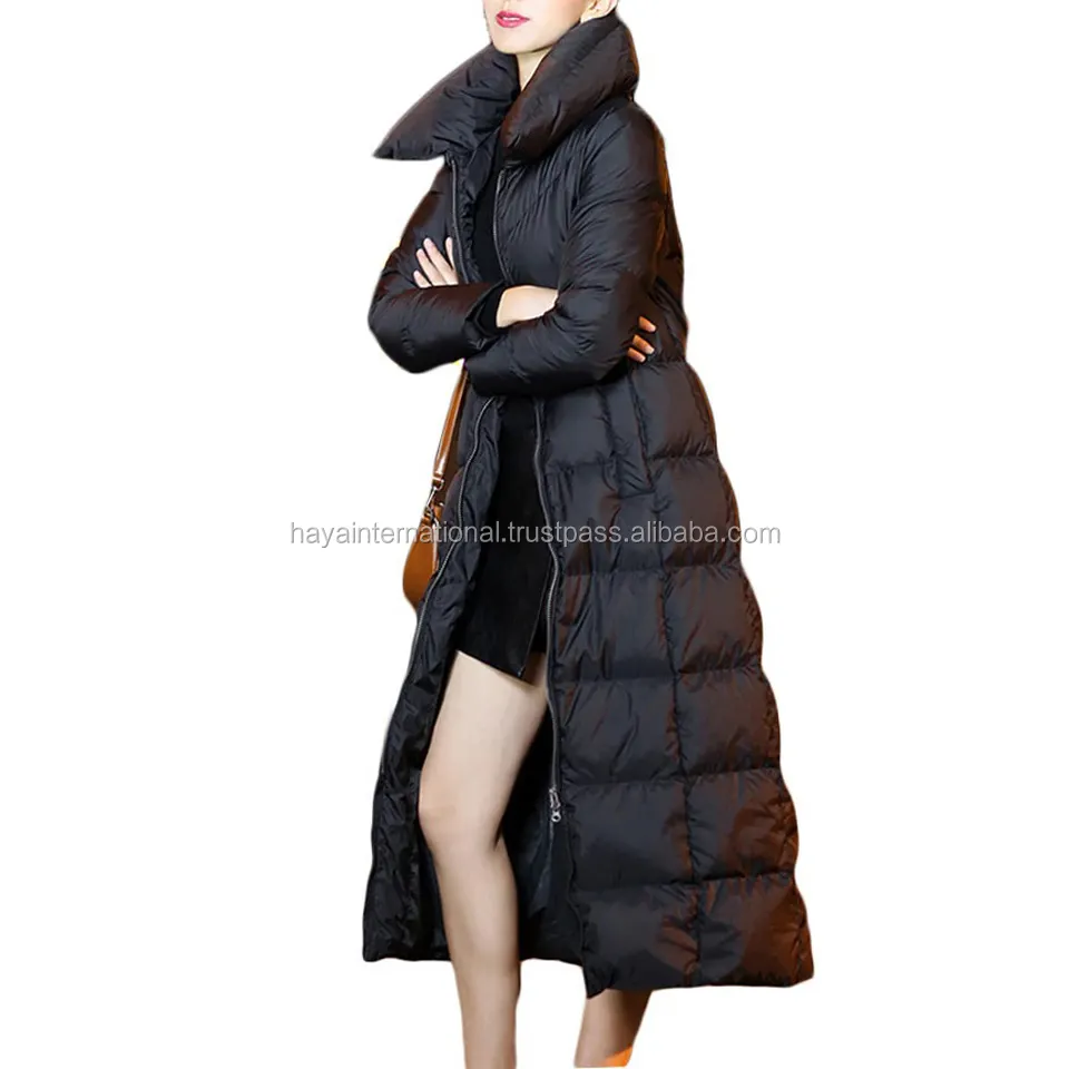 Ladies Cotton Padded Black Color Satin Bomber Long Quilted Winter Reversible Women Jacket