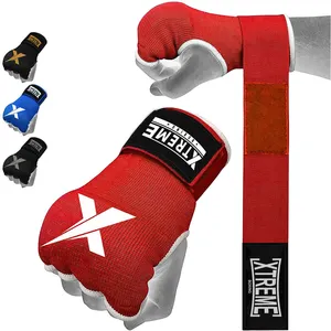 Guantes de entrenamiento de boxeo acolchados con gel, vendas de mano, puño interior, nuevo diseño, logotipo personalizado y diseño