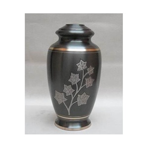 Feuille attrayante sculpture noir Nickel fini urne de crémation en laiton métal funéraire urnes commémoratives pour cérémonies funéraires arrivée chaude - Product Image 2
