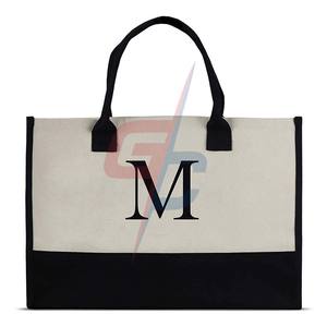 Bolso de mano con monograma con lona de algodón 100% y proveedor de bolsos con monograma personalizado elegante - Product Image 3