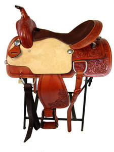 Juego de sillín inglés de cuero genuino Premium para Barrel Racing Western Horse Tack Múltiples tamaños 14 "-18" Variedad de colores disponibles - Product Image 3