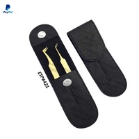 Pince à épiler pour sourcils magnétique à 2 pièces, vide, brillante, avec pochette, en acier inoxydable pointu, logo personnalisé, bleu, Pakistan