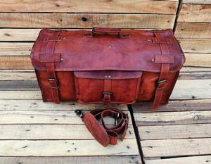 Bolsa de lona de cuero genuino de gran tamaño Vintage de gama alta Unisex, conjunto de equipaje de viaje personalizado de Color caramelo personalizable - Product Image 5