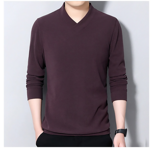 Thick Long Sleeve V Neck Stylish <b>Men</b> Regular Fit Multi Colored T <b>Shirt</b> - Product Image 5