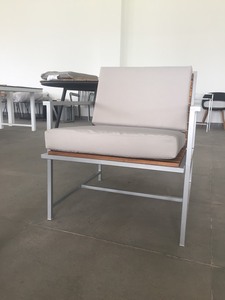 Chaise en bois de patio extérieur, meuble de salon en aluminium blanc, vente en gros, économique - Product Image 5
