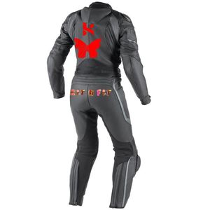 Traje de carreras de cuero negro para hombre, dos piezas, estampado de logotipo personalizado, para motociclista, venta al por mayor - Product Image 2