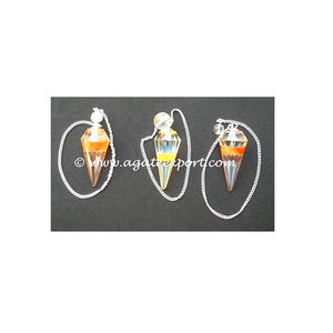 Pendules en pierre de cristal cornaline, 7 pièces, avec chaînes - Product Image 1