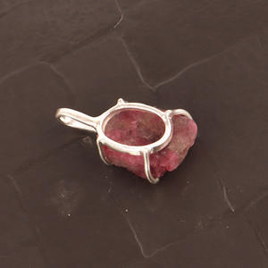 ประณีตธรรมชาติหยาบสีชมพูทัวร์มาลีนห่วงจี้แฟชั่นโบฮีเมียน925เงินสเตอร์ลิงง่ามตั้งค่าเครื่องประดับจี้ทำด้วยมือ - Product Image 3