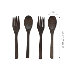 Ensemble de couverts en bois, cuillère, fourchette, baguettes, en noix de coco, écologique, réutilisable, style vintage, camping, bol en noix de coco, vaisselle - Product Image 5