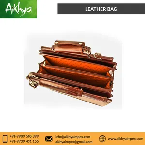 Recién llegado, maletín de cuero genuino Unisex, bolso suave de Color personalizado, precio competitivo - Product Image 4