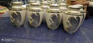 BRASS ANGEL PRAYING ENGRAVED WHITE CREMATION URN <b>FUNERAL</b> <b>SUPPLIES</b> Brassworld India - Product Image 3