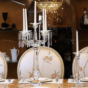 Chandelier en cristal fait à la main, 1 pièce, haut, en cristal, pour mariage, porte-bougie avec cristaux suspendus - Product Image 2