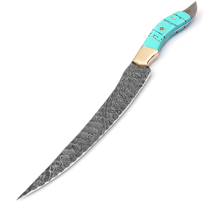 Custom Hand Forged Damascus Fillet knife With leather Sheath cover (smk1638) - Product Image 6