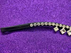 Banda para cejas de cuero marrón negro plateado Cristales de forma cuadrada Diseñador Equitación Artículo ecuestre Estilo occidental cómodo para caballo - Product Image 3