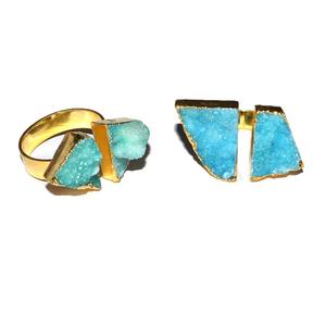 Anillo de estilo de amor de piedras preciosas talladas de ágata de lujo Aqva de moda única - Product Image 1