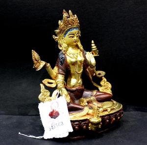 Brass <b>Statue</b> <b>Gold</b> Plated Handcrafted Metal Tara Religious SCULPTURE Buddhism Art & Collectible India Engraving 1 Color Carved NP - Product Image 3