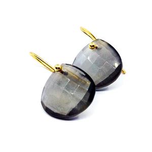 Pendientes de plata de ley 925 con piedra lunar, joyería de moda con chapado en oro precioso, color gris único y ajustable - Product Image 4