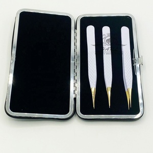 แหนบต่อขนตาปลายแหลม สีขาวและสีทอง แหนบต่อขนตาแบบกำหนดโลโก้ได้ - Product Image 3