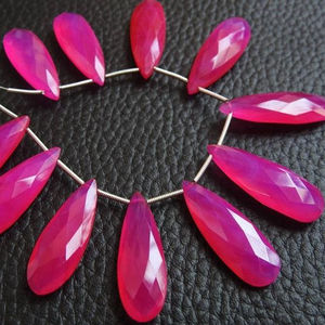 Nouveauté fait à la main 30X10MM rubilite calcédoine rose vif larme perles de pierre à facettes bijoux boucles d'oreilles Bracelet pierres précieuses en vrac - Product Image 1