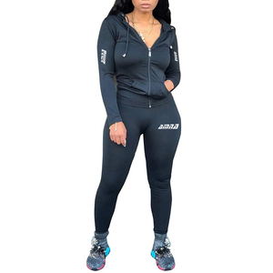 Chándales de Jogging a la moda con jersey de encaje lateral, Sudaderas con cuello redondo, novedad de 2020 - Product Image 2