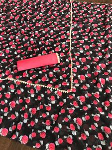 Vêtements pour femmes, tissu Georgette avec bordure en dentelle de perles et pièce assortie - Product Image 4