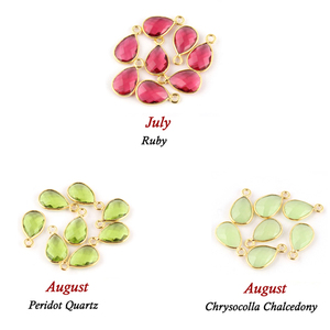 Laiton 7x10mm poire forme chrysocolle calcédoine connecteur lunette réglage connecteur pour la fabrication de bijoux - Product Image 3