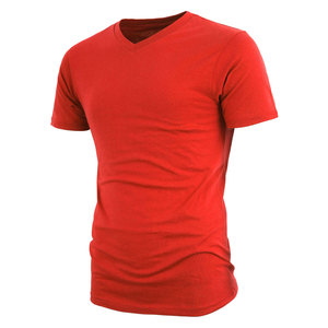 เสื้อยืดผู้ชายคอวีลำลองออกกำลังกายในฤดูร้อนผ้าฝ้าย100% แห้งเร็วแขนสั้นสีพื้น - Product Image 3