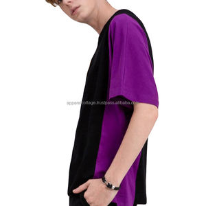 Camisetas de algodón de gran tamaño para hombre, ropa deportiva masculina de calle, con panel de tres tonos, para correr y gimnasio, venta al por mayor - Product Image 3