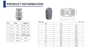 Válvula de retención de resorte 316 Válvula de retención vertical Proveedor directo de fábrica Acero inoxidable 304 <span class=keywords><strong>Valvula</strong></span> <span class=keywords><strong>Check</strong></span> Rosca hembra General - Product Image 4