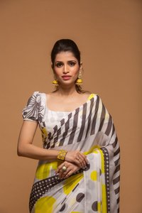 Vêtements de fête les plus attrayants Saree imprimé numérique avec chemisier en soie imprimé Les femmes indiennes portent Sari bas prix en gros Surat Apparelgarment - Product Image 5