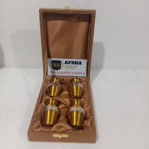 Memorial Multi-color Set <b>of</b> 4 with Velvet <b>Box</b> Keepsake <b>Pets</b> Cremation Urns <b>for</b> Funeral <b>Ashes</b> Metal Brass/Aluminum - Product Image 3