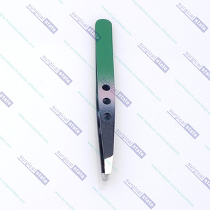 Pinzas de cejas de acero inoxidable de colores personalizados de calidad superior - Product Image 4