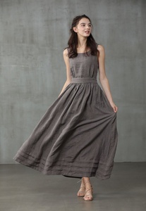 Robe longue bohème en lin à dos croisé avec ceinture pour fête ou toute occasion, grande taille - Product Image 3
