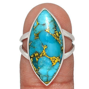 Piedra preciosa turquesa azul Natural 925 anillo de plata de ley sólida joyería fina nuevo hermoso anillo de alta calidad regalo para ella - Product Image 1