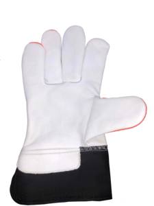 PK ถุงมือนิรภัยด้านหลังหนังสีขาวลาย2023พร้อมถุงมือป้องกันที่ทนทานทำจากผ้าฝ้ายสีส้มและยางสีดำ - Product Image 4