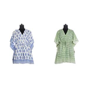 2025ใหม่แฟชั่นและดีไซน์เนอร์เซ็กซี่ชุดคาฟตันแขนสั้นพิมพ์ลายด้วยมือคาฟตันอาบายาทำด้วยมือสไตล์อินเดีย - Product Image 1