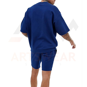 T-shirt surdimensionné 100% coton pour hommes, haut à col rond, logo personnalisé, haute qualité, ensemble court et t-shirt pour hommes, vente en gros, collection 2022 - Product Image 4
