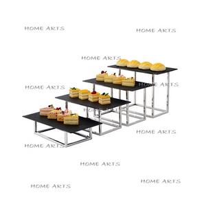 ที่ตั้งโชว์บุฟเฟ่ต์ชุดสี่ขนาดที่แตกต่างกันแท่นวางเค้กทรงสี่เหลี่ยมผืนผ้า - Product Image 1