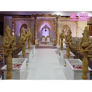 Decoración de Mandap para Bodas Indias y Asiáticas, Mandap Redondo de Madera para Bodas Gujarati, Mandap de Madera para Bodas en Estilo Vintage, EE. UU. - Product Image 1