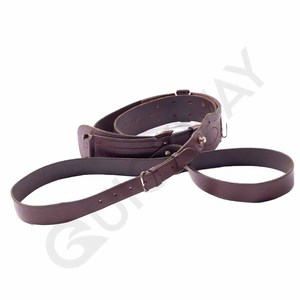 Premium Leather Cross Shoulder Strap with D Rings <b>Adjustable</b> Formal Duty Belt Style in Brown - Product Image 5