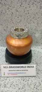 blue <b>small</b> <b>candle</b> light urn with silver leaf engraved funeral supplies Brassworld India - Product Image 4