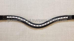 Bande de front en cuir en forme de canal vide rembourré avec cristaux - Product Image 4