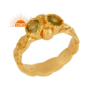 Hot Selling Sterling Silver 18K Gold Plated Natural Peridot Gemstone <b>Statement</b> <b>Ring</b> Jewelry for Women Gift for Her - Product Image 1