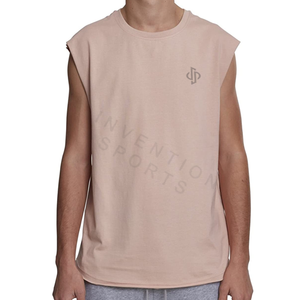 Wholesale <b>Sleeveless</b> <b>T</b>-<b>Shirt</b> <b>for</b> <b>Men</b> 100% Cotton Customized Plain Blank Fitness <b>T</b>-<b>Shirt</b> Casual Style Breathable Knitted Weaving - Product Image 4