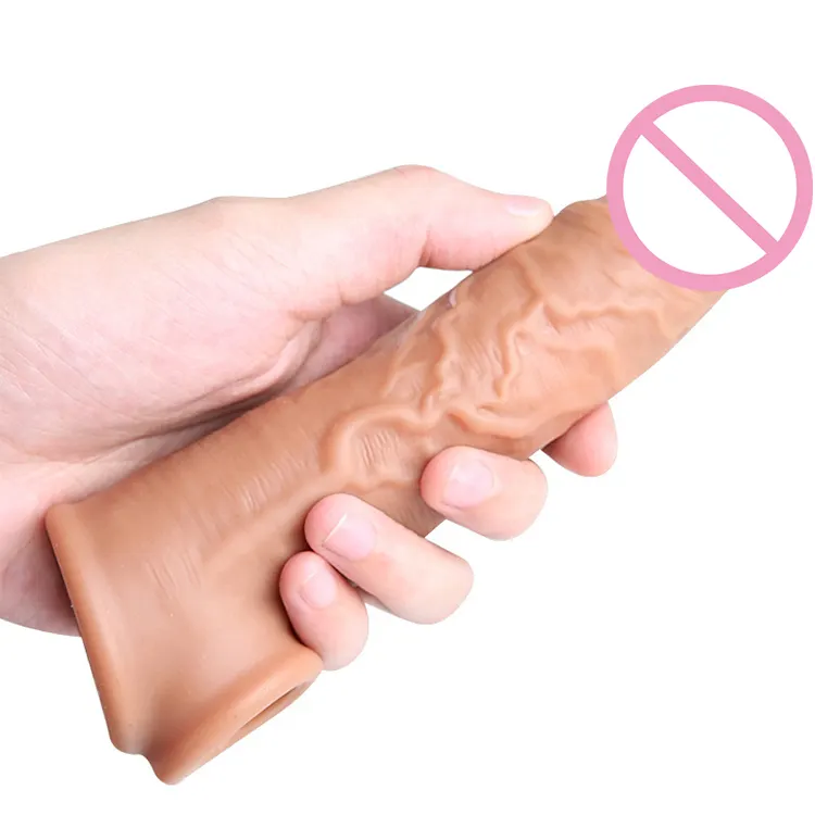 Herbruikbare Siliconen Cock Uitbreiding Extender Condooms Voor Mannen Penis Sleeve