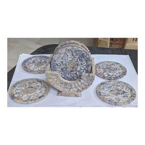 ชุดถาดรองแก้วชาลายดอกไม้,ทำด้วยมือ - Product Image 1