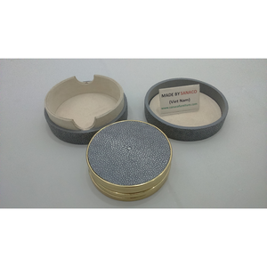 Lot de 4 sous-verres en laiton shagreen avec bordure, modèle DAPHOCO 0064, 0,12x0,12x0,05, personnalisables, pour bijoux et mode - Product Image 1