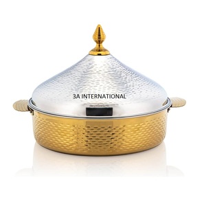 Handmade Bộ 3 Nickel Và Mạ Vàng Lẩu Cho Thiết Bị Thực Phẩm Lẩu Đa Chức Năng Của Sản Xuất Tại Ấn Độ - Product Image 5