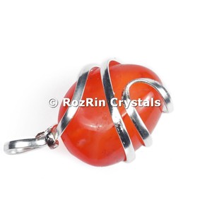 Beautiful Looking Semiprecious Carnelian Wire <b>Wrap</b> Pendant - Product Image 2