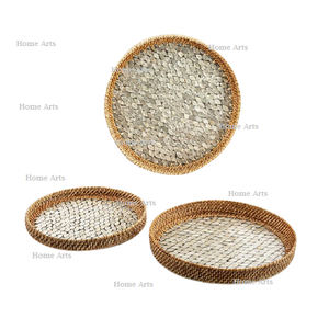 Ensemble de plateaux de service pour chocolats MOP et rotin de 3 tailles différentes Plateau de service à dessert au prix le plus bas - Product Image 5